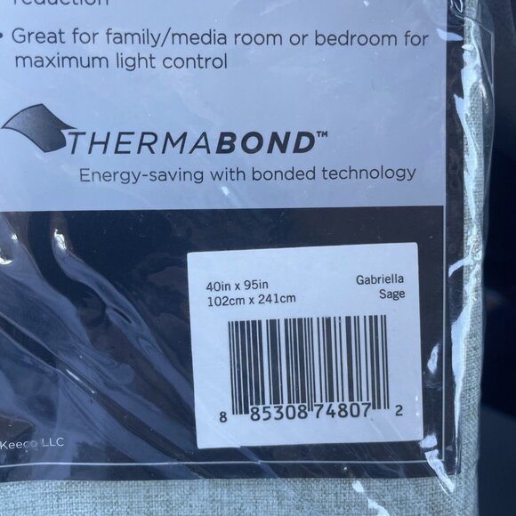 Absolute Zero Gabriella Sage Green 40" x 95" Thermal Grommet Blackout Curtain - Picture 5 of 10